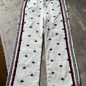 Maeve pull on straight leg cotton track pamta bee embroidery